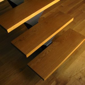 Close up of a wooden staircase inside a house